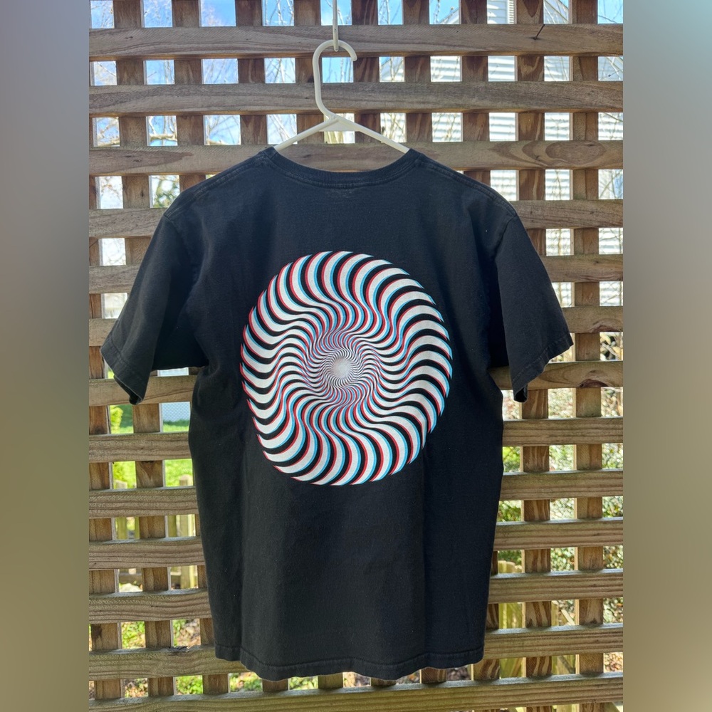 Spitfire 3D Classic Swirl T-Shirt Black Men's Medium Skate Streetwear - EUC